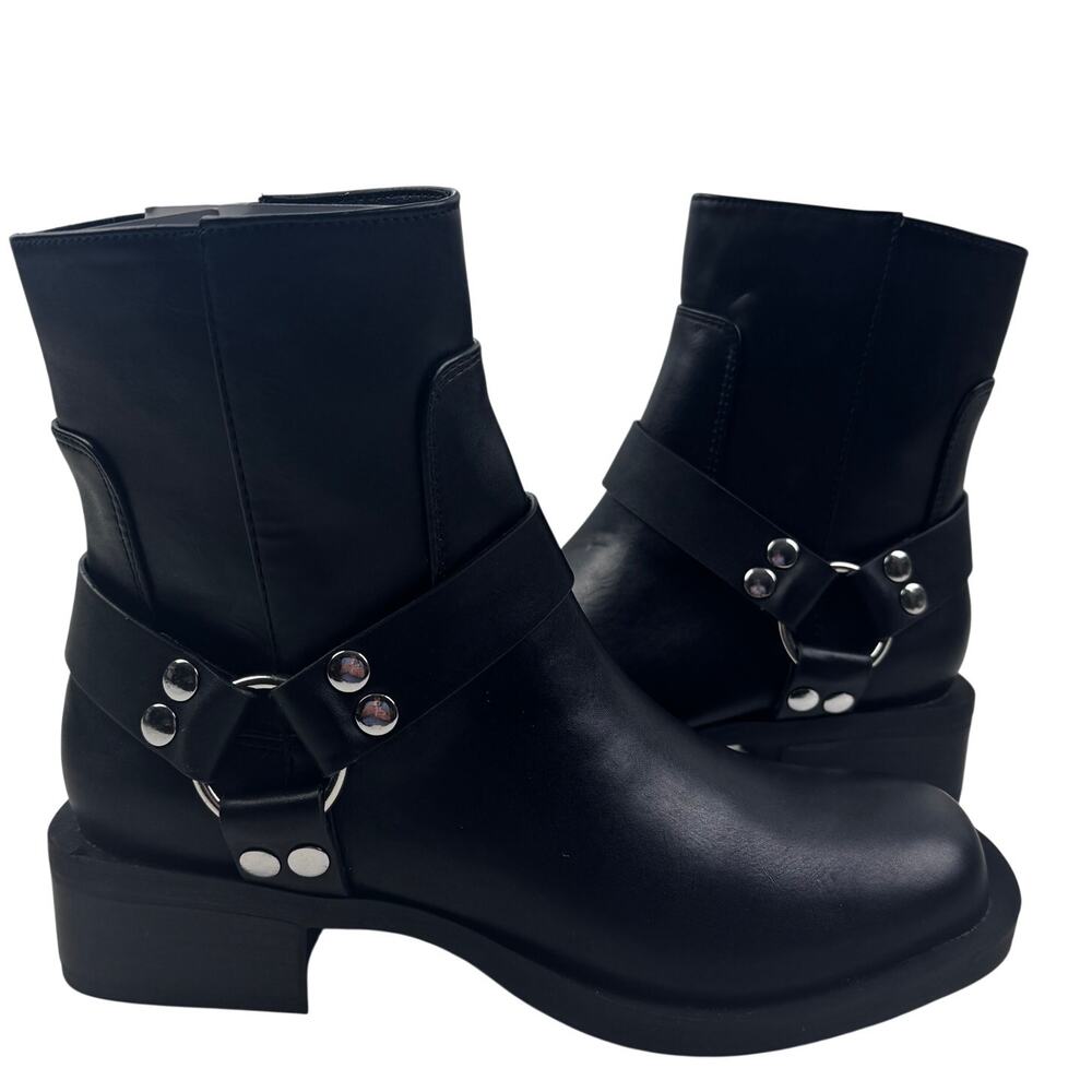 Coconuts by Matisse Mac Black Chic Harness Biker Moto Boots Women's Size 6